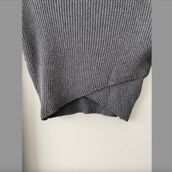 Missguided Grey Ribbed Long Sleeve Crop Top - size US 6 - Picture 3 of 4